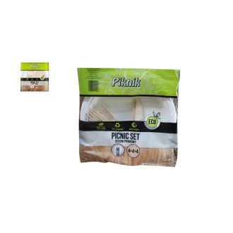  E.H. Piknik Szett 12 Darabos (papírtányér, fa kés, fa villa) 