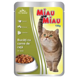 Miau Miau Nedves Macskaeledel 100g, Kacsa, Adult