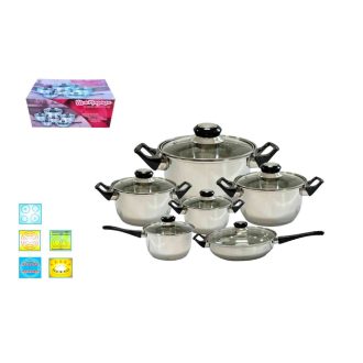 Lábas Szett Inox 12 Részes Magenta (6 Lábas + 6 Fedő) 
