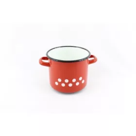 FAZÉK ZOMÁNCOZOTT PIROS DEKOR 15CM 2,25L 1DB