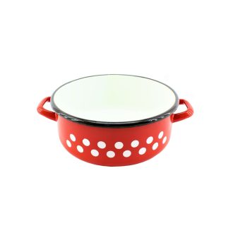 Zománcozott Lábas Piros Dekor 25cm 4 Literes