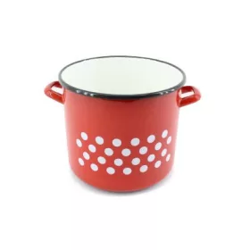 FAZÉK ZOMÁNCOZOTT PIROS DEKOR 23CM 1DB