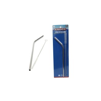 Szívószál Fém 1 Darabos + Tisztító eng-406