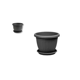 Virágcserép+Alátét  Venecia Antracit  12CM 1DB