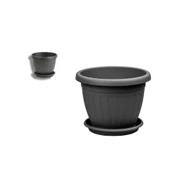 Virágcserép+Alátét  Venecia Antracit 25CM 1DB