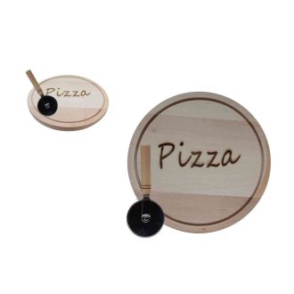 Fa Pizzatál Feliratos 30cm + Pizzavágó (20/#)