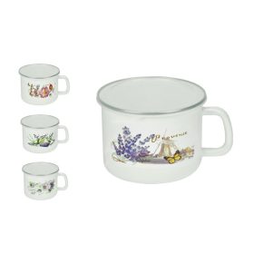 ZOMÁNCOS BÖGRE+MŰANYAG TETŐ 16CM 1CS