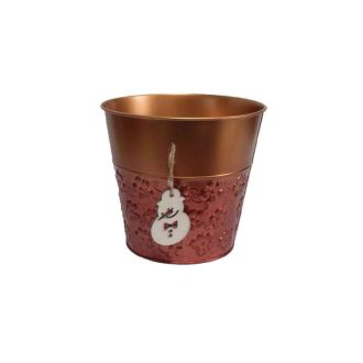   Bádog Kaspó Karácsonyi Logóval  140-B-384/S - D12*12H*D9cm