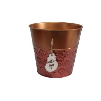   Bádog Kaspó Karácsonyi Logóval  140-B-384/M - D18*16.5H*D13cm