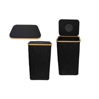   Tároló Visszaváltós Üvegeknek Bambusz+Textil 40.5*33*70cm eng-579