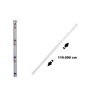   Zuhanyfüggönyrúd Teleszkópos Fehér Fém Műanyag Bevonattal 110-200cm eng-592