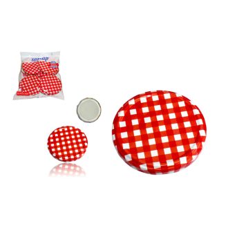 Menetes Tető 82mm 10 Darabos Piros-Fehér Kockás Dekoros 