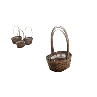 Bambusz Flor.Ovál Barna S/3 47-471 - 24*20*H11/36cm