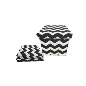 Textil Doboz Mobil, Cikk-Cakk Fekete 55-LM-167 - 20*20*H19cm