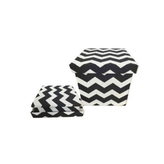 Textil Doboz Mobil, Cikk-Cakk Fekete 55-LM-167 - 20*20*H19cm