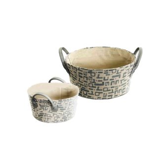 Textil Doboz Szürke Betűs 14-L-80 - D26*H12cm