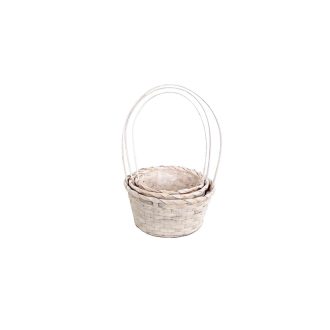 Bambusz Flor. Kerek Fehér S/3 66-44-A/FEHÉR - D21*H10/36cm