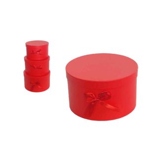 Ajándék-Virág Papírdoboz Szett/3 100-25/PIROS - D15*H8cm