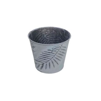 Bádog Kaspó Trópusi Szürke 140-B-100 - D14*H12cm