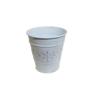 Bádog Kaspó Fehér, Hópihe 140-B-108 - D11*H11cm