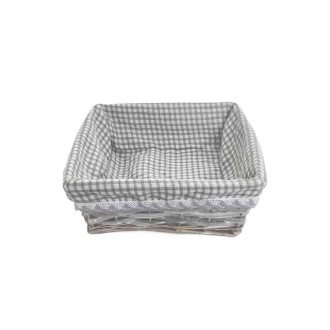 Vessző Kosár Szürke Kockás 68-05/S - 23*23*H9cm