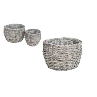 Vessző Kaspó Szürke S/2 90-22-110 - D26*H19  D17*H16cm 