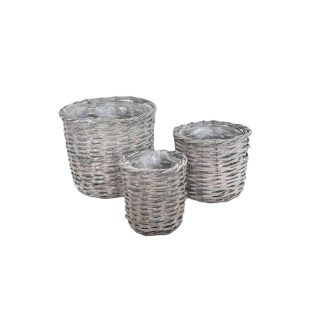 Vessző Kaspó Szürke S/3 90-22-78 - D26*H22 , D20*H17cm