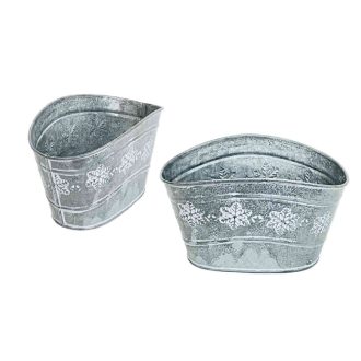 Bádog Kaspó Domború Szürke 140-B-22-44 - 18*11*H9/11cm 