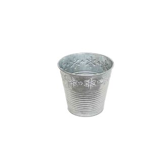 Bádog Kaspó Szürke Hópihés 140-B-22-45/S - D13/9*H12cm
