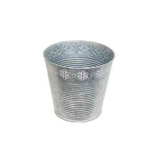   Bádog Kaspó Szürke Hópihés 140-B-22-45/L - D18/13*H16,5cm