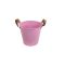 Bádog Kaspó Pink, Bõrfüles 140-B-22-05 - D18/13*H16cm