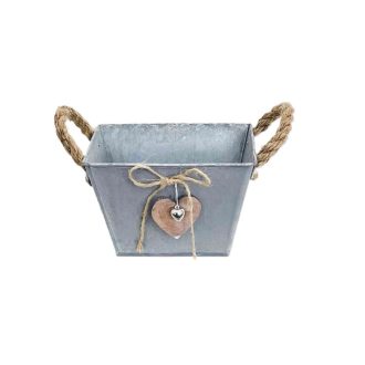   Bádog Kaspó Tégla, Szív Logóval 140-B-22-13 - 17*11*H12cm