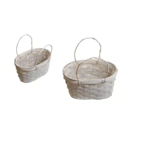   Fonott Ovális Kosár Fehér Színű 66-23-A/FEHÉR - 21*14*H11,5/20cm