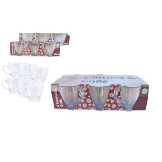 Bögre Üveg Kávés 80ml Cappuccino 6 Darabos