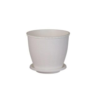 Cserép+Alátét Rattan 9 Literes Fehér 