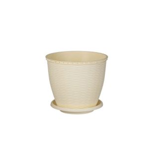 Cserép+Alátét Rattan 9 Literes Krém (11/#)