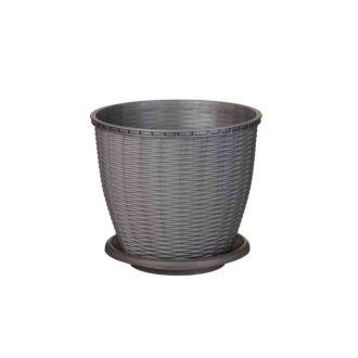 Cserép+Alátét Rattan 16 Literes Szürke