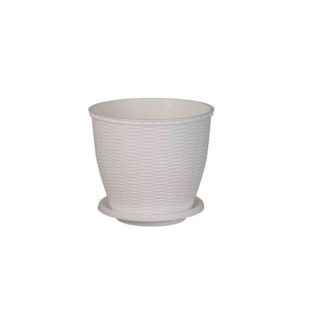 Cserép+Alátét Rattan 6 Literes Fehér