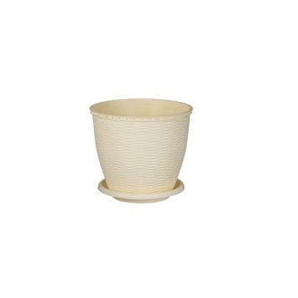 Cserép+Alátét Rattan 6 Literes Krém 