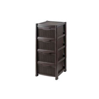 Szekrény Rattan 4 Fiókos Barna Összeszerelve