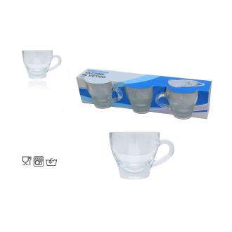 Bögre Üveg Kávés 75ml Cappuccino 3 Darabos