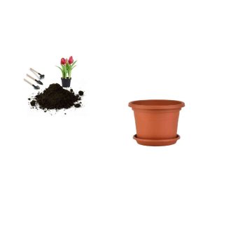 Virágcserép+Alátét Cilindro 17cm Terra