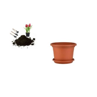 Virágcserép+Alátét Cilindro 20cm Terra