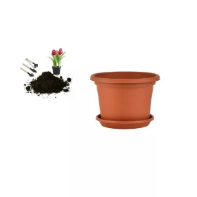 Virágcserép+Alátét Cilindro Terra 25CM 1DB