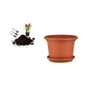 Virágcserép+Alátét Cilindro 25cm Terra