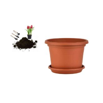 Virágcserép+Alátét Cilindro 35cm Terra