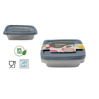   Ételes Tároló Doboz Szett Téglalap 3 Darabos 3*1020ml BG-657