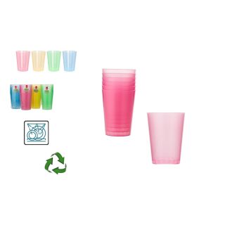   Party Pohár Vizes Műanyag Áttetsző Színes 280ml 6 Darabos 178000490