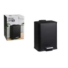 Szemetes pedálos fém szögletes fekete 20L 1DB